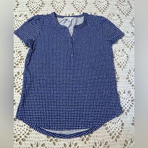 Liz Claiborne Royal Blue Geometric Print Buttons Size S  Preppy Picnic